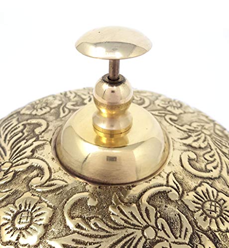 Brass Nautical - Ornate Desk Bell Table Bells Call Bell Reception Bell (5.5 inches, Brass Antique)