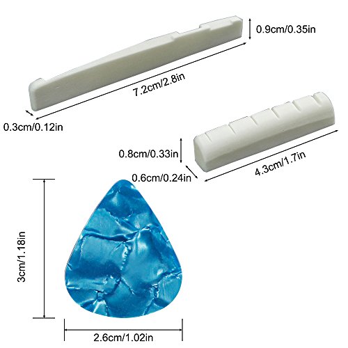 Lot de 4 – Guitare acoustique à 6 cordes – Sillet et chevalet en os, Senhai – 2 guitares de rechange à os de bovin, avec 10 onglets en celluloïd (0,96 mm) - Les Beatles, Paul McCartney, John Lennon, RIngo Starr, George Harrison Lot de 4 - Guitare acoustique à 6 cordes - Sillet et chevalet en os, Senhai - 2 guitares de rechange à os de bovin, avec 10 onglets en celluloïd (0,96 mm) – Image 4