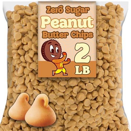 Reeces Sugar Free Peanut Butter Baking Chips, 2 Lbs Bulk Zero Sugar Peanut Butter Chips, Smooth and Creamy Gluten Free Chips for Snack Mixes and Baking