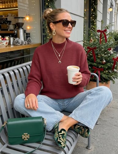 Image of MEROKEETY Women's Turtleneck Long Sleeve Sweater 2025 Fall Cozy Knit Loose Casual Trendy Pullover Tops Winter Clothes