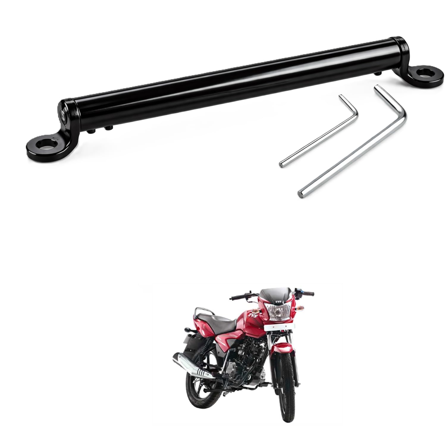 Universal Motorcycle Handlebar Brace Rod | CNC Aluminum Cross Bar with Mount Clamp | Bike Handle Stabilizer Support Bar | Black Finish Comfortable With Ji-ve-image-13