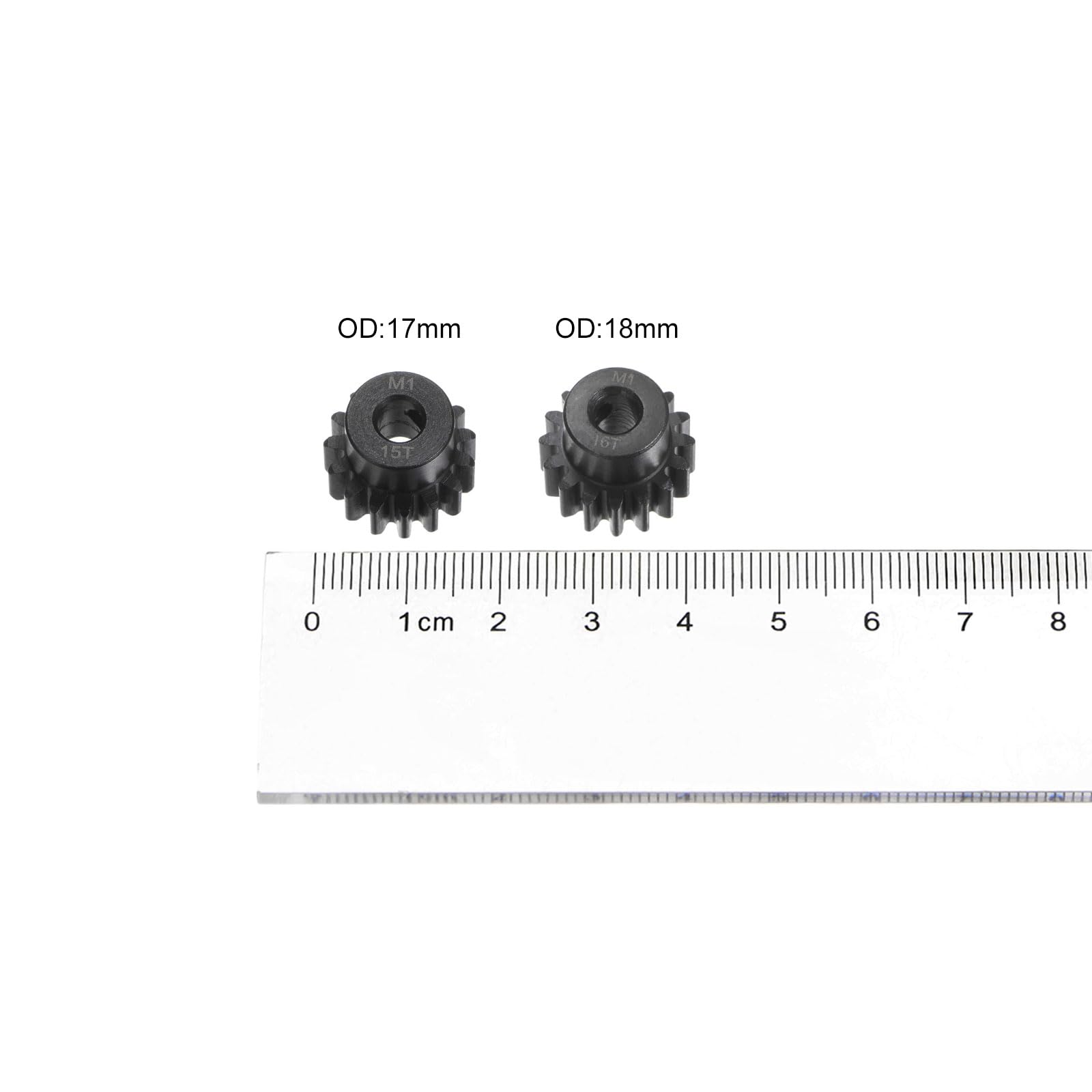sourcing map Mod 1 M1 Lot de 2 pignons de moteur 15T 16T pour arbre de moteur RC 5 mm pour voiture télécommandée, avec clé hexagonale