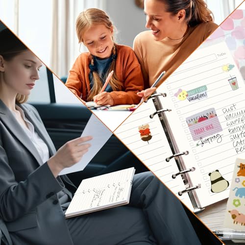 TXXATX Nachfüllpapier A5 Ringbucheinlagen 4 Pack Nachfüllbar Liniert 180 Blatt 6 Löcher Ringbuch Notizpapier Refill Paper für To Do Liste Planer Studium Kalendereinlagen Reiseplanung Tagesplan