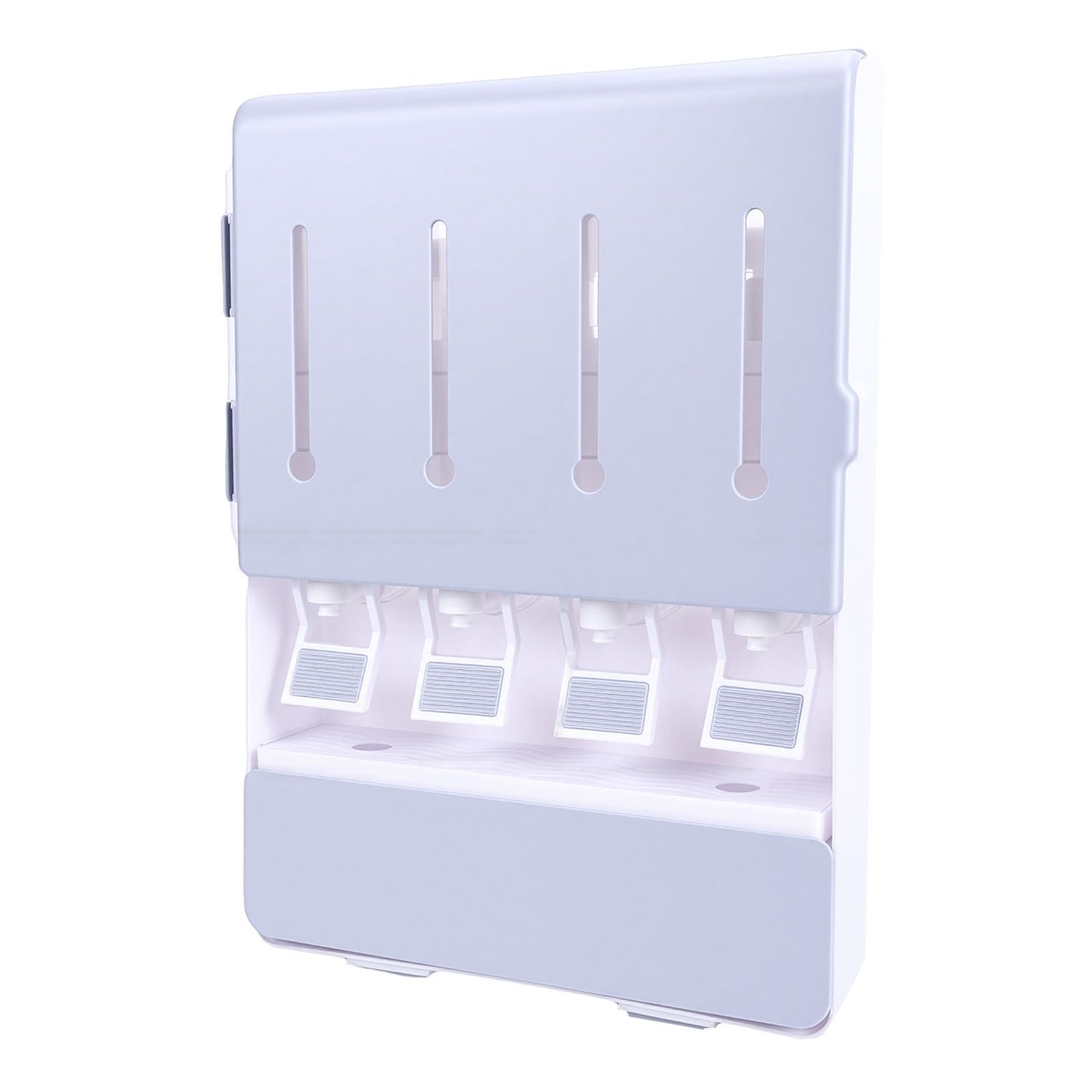 Wakects Scaffale per Condimenti a Parete, Scatola per Condimenti in ABS con 4 Barattoli e Cucchiai in Vetro Trasparente, Organizer per Olio e Aceto da 30 X 42 X 7 Cm per Uso su Bancone o a Parete