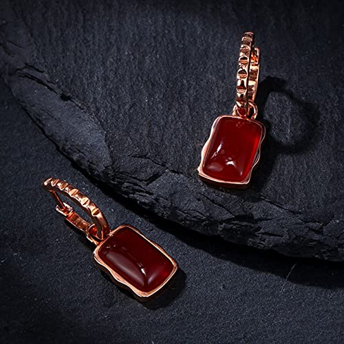 Boucles d'oreilles agate rouge rectangulaire en argent sterling - 4