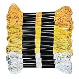 12 Skeins Metallic Embroidery Thread, Gold and Silver Embroidery Threads, Cross Stitch Thread for Crafting（8 m 12 Strands）