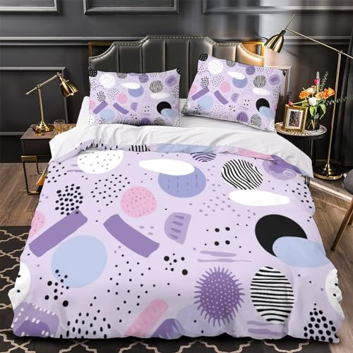 Housse de couette 260x220 violette 3D en microfibre pour lit Super King - 4
