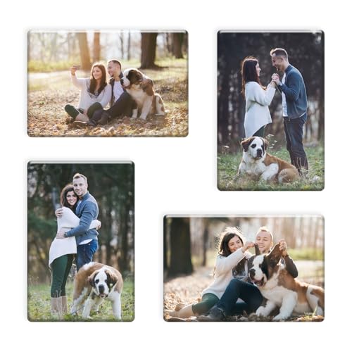 Image of Custom Fridge Magnets, Personalized Photo Magnets for Refrigerator, Home Decoration Picture Magnet Stickers for Office and Kitchen, Door (Rectangle Magnets)