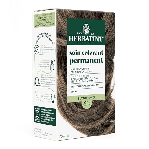 Herbatint Soin Colorant Permanent Cheveux 6N Blond Foncé - 170 ml | Sans Ammoniaque, 100% Couverture des Cheveux Blancs | Testé Dermatologiquement pour Peaux...