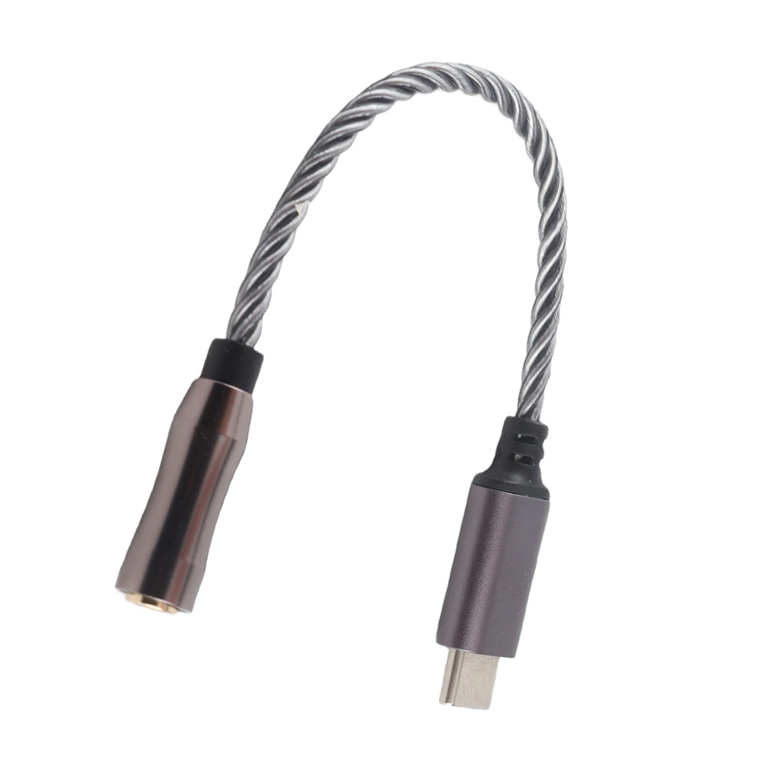 AMONIDA Wzmacniacz Słuchawkowy Typu C do 3,5 Mm Wysokowydajny Adapter do Komputerów PC i urządzeń z Systemem z Współczynnikiem SNR 120 DB, 5,9 Cala (Chłodna szarość)