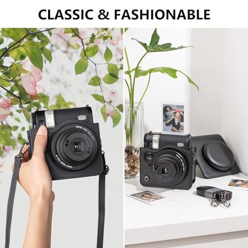 Funda para cámara Fuji Mini 99 de cuero PU negro miniatura 7