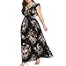 IMJONO Été Robe Femme Grande Taille Robe de Soirée Sexy Col en v Mousseline de Soie Robe Boho à imprimé Floral sans Manches Robe Maxi Longue Femme Casual Chic（Noir,XXXL