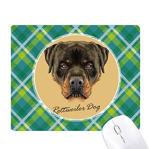 Tapis de souris Rottweiler féroce au design de grille pixel verte pour bureau