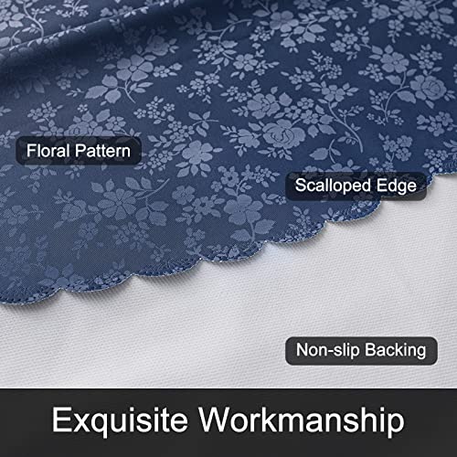 Image of Smiry Round Table Cloth, Waterproof Heavy Duty Vinyl Tablecloths, Wipeable Washable Table Cover for Kitchen and Dining Room (Navy Blue, 70 inch x 70 inch)