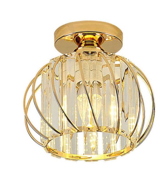 Semi Flush Mount Ceiling Light Fixture Antique Small Crystal Chandelier Indoor Lighting for Bathroom Hallway Cafe Bar Porch