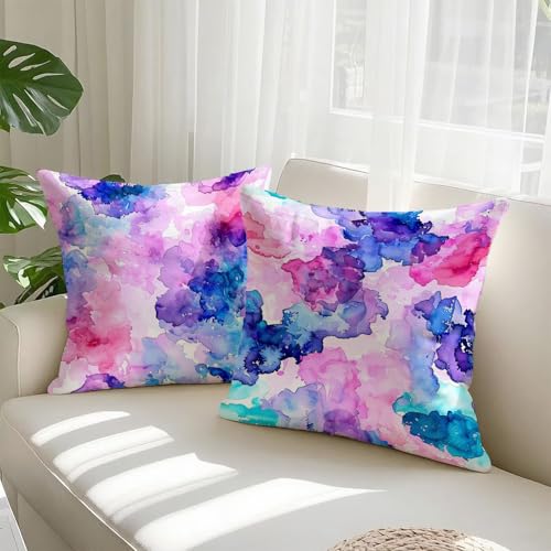 Housse coussin 70x70cm imperméable anti-tache, velours rose lavable fermeture éclair - 3