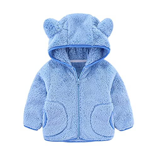 Kids Fleece Sweatshirt Jacket Long Sleeve Thick Warm Hooded Jacket Fall Winter Sweater Outfits (Sky Blue, 4-5 Years)2