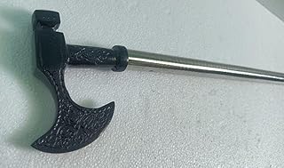 Blackperlcrafts by New Black Axe Aluminum Handle with Silver Stainless Steel Tactical The Remarkable V Walking Stick Shaft Cane Gift