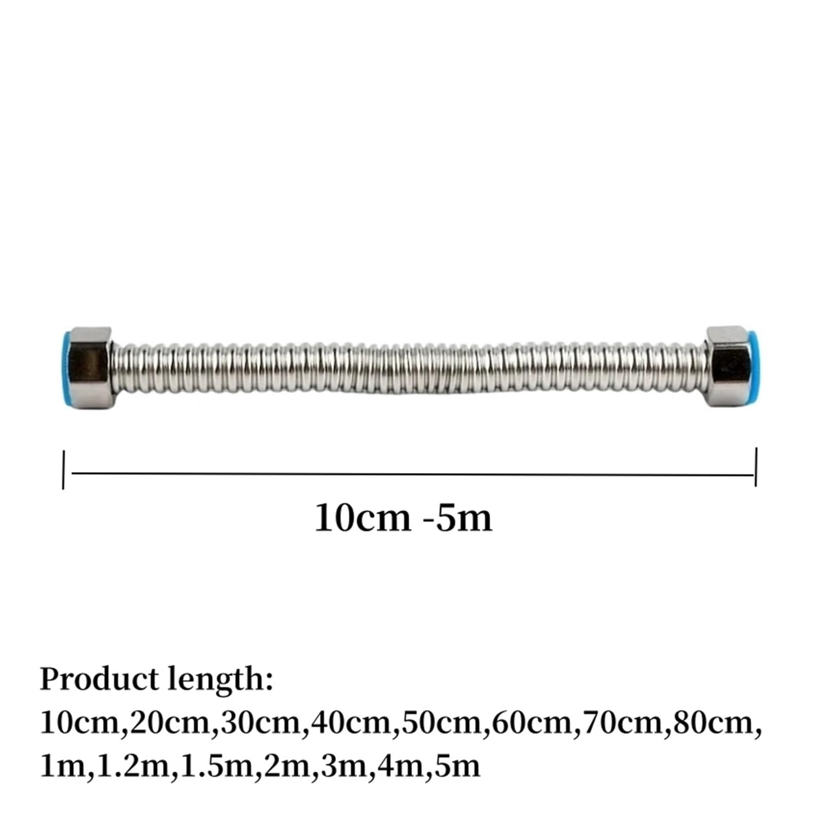 Fuelle de acero inoxidable 304 de 10 a 500 cm y 1/2", tubería de agua caliente y fría for uso doméstico, manguera de metal for calentador de agua doméstico.(150cm)