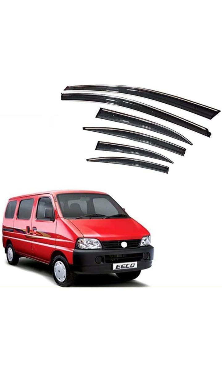 Compatible Chromeline Silverline Door Visor Wind Deflector for Maruti Eeco Set of 6 Pieces-image-22