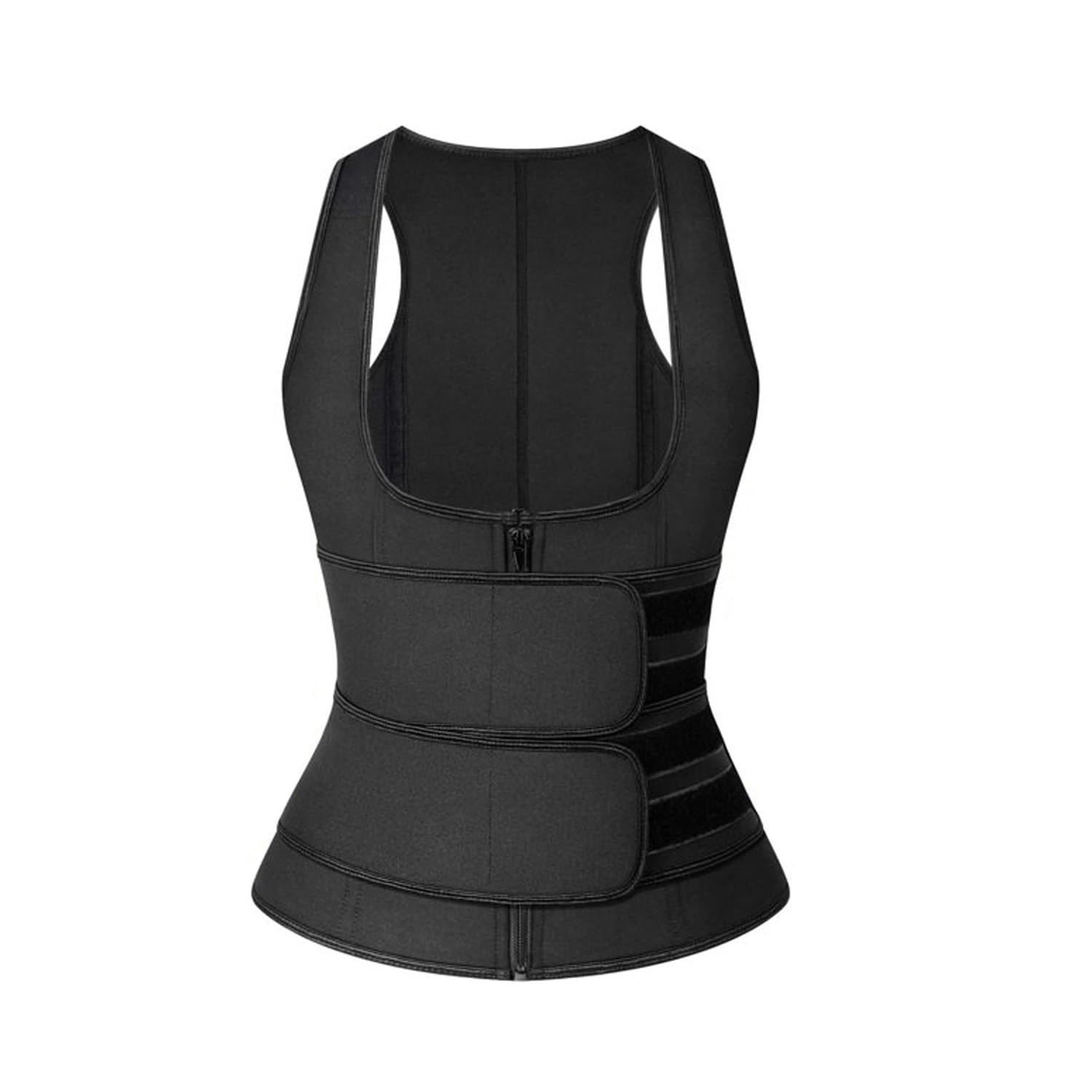 ARAGOODSSauna Suit Waist Trainer Vest for Women with ZipperTank Top Trimmer Body Shaper with Two Belt, Body Shapewear Vest Workout Waist Trimmer Suit Zipper Short Sleeve (2XL)