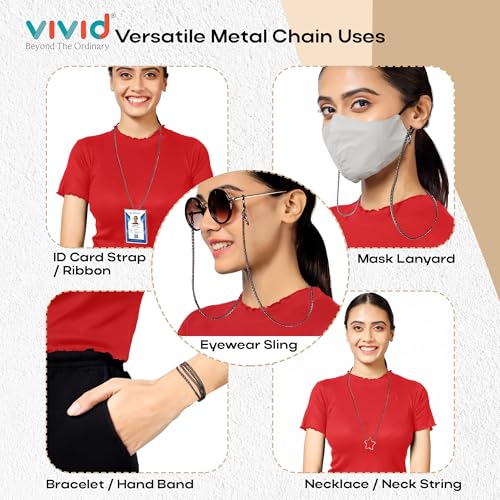 Image of Unisex Specs Holder Hook & Loop Anit Slip Eyewear Lanyard Metal Strap Chain