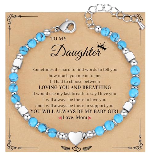 Christmas Gifts for Women, Stocking Stuffers for Teens Beaded Bracelets for Women Gifts for Mom Christmas Gift Mothers Day Gift for Grandma Daughter Bonus Mom Nature Stone Bead Bracelet Graduation Jewelry for Her 2026