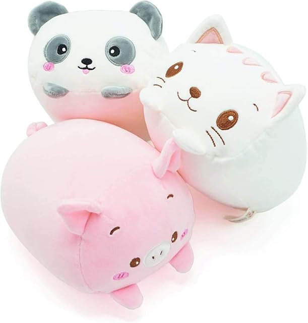 shownicer Plush Pillow 3PCS, Cute Cat Doll Cushion, Soft Toy Stuffed Animal Plush for Sleeping Sofa Bed, Creative Home Decoration, Cuddly Toy Gift for Kids Baby Girls Boys Birthday Christmas (23CM)