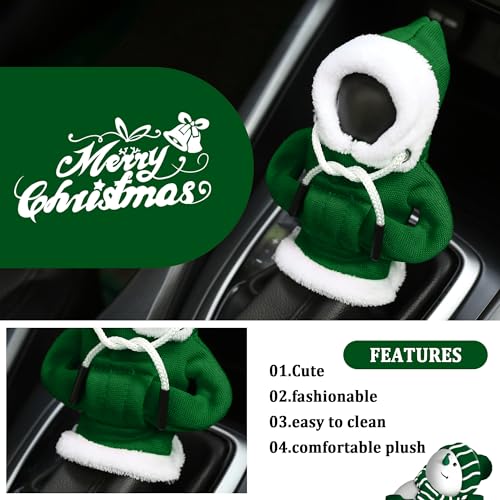 Image of OFBAND Hoodie Car Gear Shift Cover,Christmas Car Decor Gear Shift Knob Cover for Manual /Automatic Shift Knob,Universal Interior Car Accessories Hoodie for Gearr Shifter Knobs (Christmas Green)