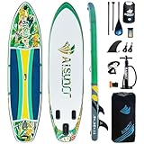 AISUNSS Inflatable Paddle Board for Adult, Paddle Board for All Skill Levels, Wide SUP Board with Primium Accessories Include SUP Carry Bag, Hand Pump& 10L Waterproof Bag (Natural Leopard)