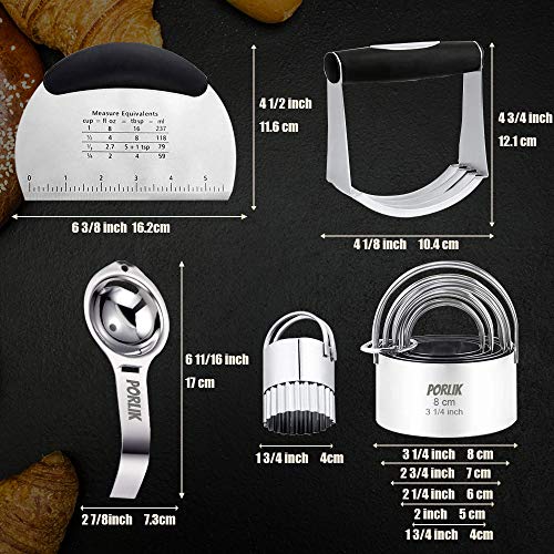 Pastry Cutter Set, Stainless Steel Pastry Scraper, Egg Separator, Dough Blender & Biscuit Cutter Set (4 Pieces/ Set),Professional Baking Dough Tools for Bread Cookie Doughnut Pizza, Gift Package
