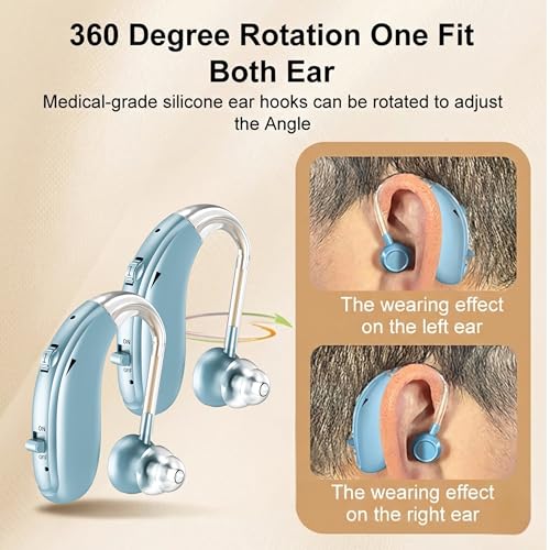 Image of Fastwell F27-2 Unit For Both Ear Rechargeable Hearing Aids for Adults with Hearing Loss, Mild To Moderate, Noise Reduction Ear Machine, (Azure-Pair) 1-Year Warranty