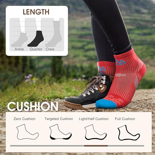 innotree Merino Wool Hiking Socks for Women Quarter Ankle Thermal Cushion Moisture Wicking Socks,5 Pairs4