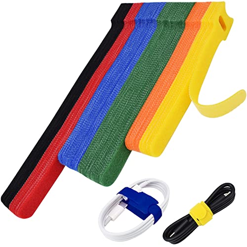 80pcs Cable Ties Reusable Multicolor Wire Ties Cable Management Cord Ties Reusable for Electronics Hook and Loop Cable Ties for Computer 4 6 8 Inch with 6 Colors