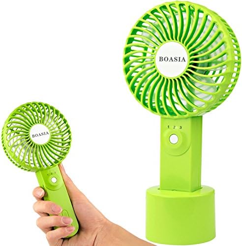 USB Handheld Fan,2200mAh Rechargeable Battery Operated, Personal Cooling Fan with Detachable Base, Mini Portable for Office Working and Outdoor Traveling, Camping, Wedding, Beach, Picnic (Green)