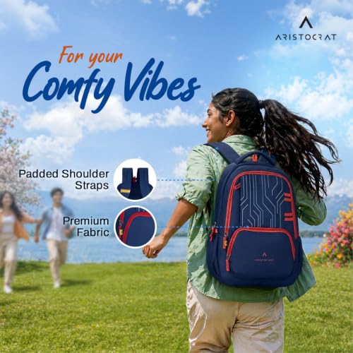 Image of Aristocrat Circuit Casual Backpack 40L | 3 Compartments with Quick-Access Front Pocket | Padded Shoulder Straps & Side Bottle Holders | Office & Travel Backpack for Men & Women