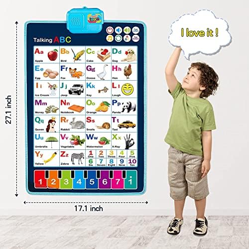 HahaGift Interactive Alphabet Wall Chart - Learning ABC, 123, Music Poster, Educational Toy for Toddlers