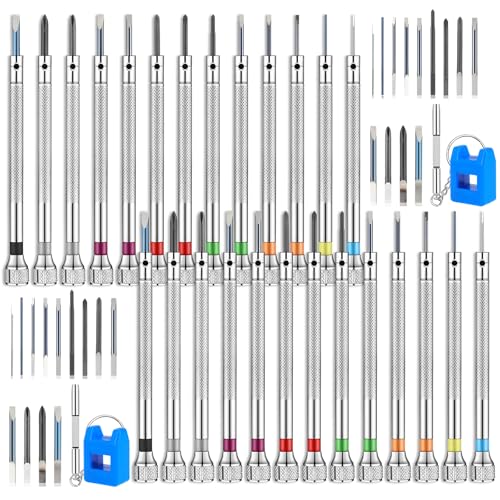 26pcs Precision Screwdriver Set 0.6-2.0mm High Hardness Steel Micro Cross Screwdriver Kit for Watch Eyeglasses Jewelry Work Electronics Repair