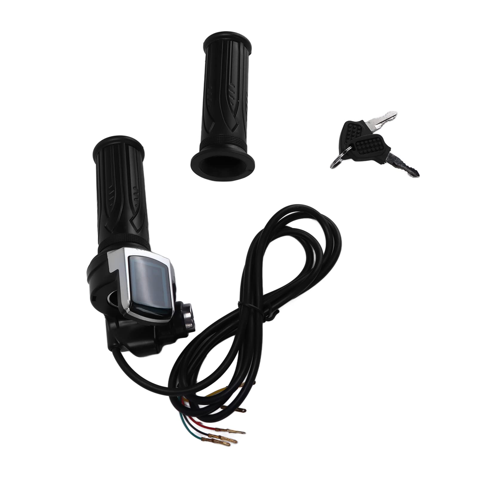 24 V Drosselgriff mit LED-Startanzeige und 2 Schlüsseln, elektrischer Gasgriff für E-Bikes und Roller, ergonomisches Design aus ABS