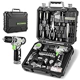 Tool Kit, DESOON 151-Piece Tool Set with 12V Cordless Drill, Tool Storage Case, DIY Hand Repair Tools Sets for Home, Basic Tool Kit, Suitable for Office and Garden Use, 151 Pieces