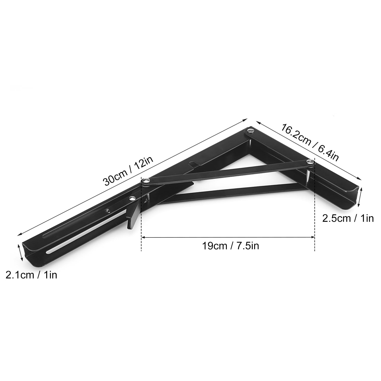 3 Paar 6 Stück 30,5 cm faltbare Regalhalterungen, Metall, zusammenklappbare Regalhalterung für Bank, Tisch, robuste Regalhalterung, Wandmontage, platzsparend, DIY-Halterung, von GENHAKON.
