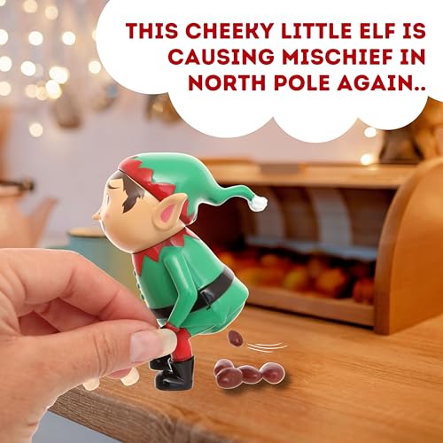 Boxer Gifts kackendes Elfen Figur Spielzeug mit Jellybeans | Einzigartige Weihnachtsdeko oder Geschenk für Jungen & Mädchen | Der lustige Figuren Hit im Weihnachtsstrumpf für Kinder