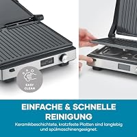 SEVERIN Kontaktgrill SEVINI FLEX, 3-in-1 Multikontaktgrill, hochwertige Keramikbeschichtung, XL-Grillfläche, spülmaschinengeeignete Grillplatten, Burger, Panini, 2000W, schwarz/Edelstahl, KG 2380 – Ansicht 9