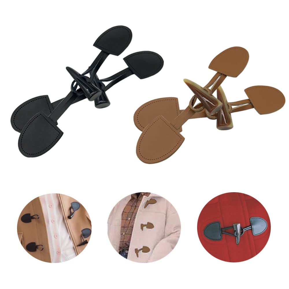 4 Paia Di Bottoni A Levetta In Pelle Sintetica - Per Cappotti E Giacche - Stile Vintage - Foto 5