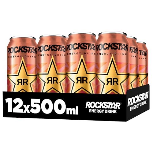 Rockstar Energy Drink Peach Geschmack - Zero Sugar - Koffeinhaltiges Erfrischungsgetränk ohne Zucker für den Energie Kick, EINWEG (12 x 500ml) (Verpackungsdesign kann abweichen) 2