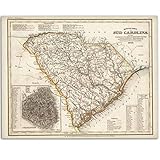 South Carolina 1845 Map - 11x14 Unframed Art Print - Great Gift for History Buffs and Cartographers Under $15