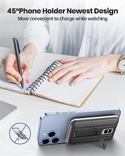 Coolreall【4 In 1 Magnetic Wireless Power Bank, Slim 10000Mah Portable Charger With Phone Holder, 15W Type-C Fast Charger Mag-Safe Battery Pack Compatible With Iphone 14 13 12 Iwatch Series #TOP6