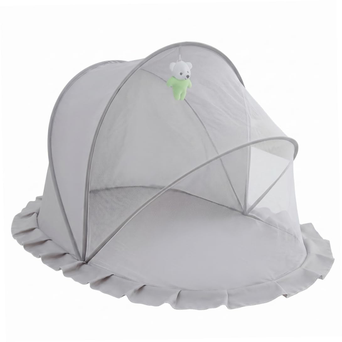Moustiquaire pliable lit bébé housse de berceau en maille stable grise