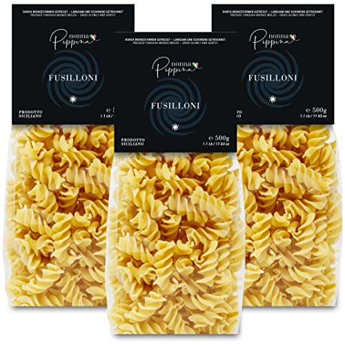 NONNA PIPPINA Fusilloni, 3 x 500g, Pasta traditionell durch Bronzeform gezogen, langsame Trocknung, aus Hartweizengriess, vegan (ohne Ei) Cover