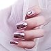 96Pcs Stiletto Fake Nails Full Cover Metal Mirror Reflection Glitter Sequins Medium Length False Acrylic Nail Kits（Gold and Silver Multicolor Mixed Series） (Pink)